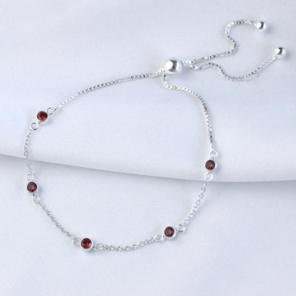 Sterling Silver Multi Garnet CZ Adjustable Bracelet