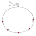 Sterling Silver Multi Ruby CZ Adjustable Bracelet