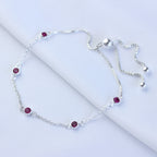 Sterling Silver Multi Ruby CZ Adjustable Bracelet