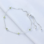 Sterling Silver Multi Peridot CZ Adjustable Bracelet