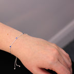 Sterling Silver Multi Sapphire CZ Adjustable Bracelet
