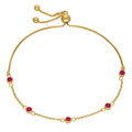 Gold Plated Sterling Silver Ruby CZ Adjustable Bracelet