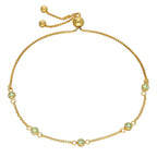 Gold Plated Sterling Silver Peridot CZ Adjustable Bracelet