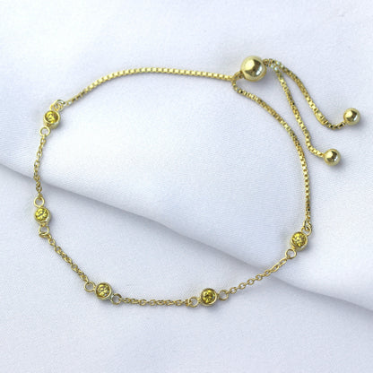 Gold Plated Sterling Silver Citrine CZ Adjustable Bracelet