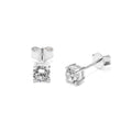 Sterling Silver CZ April Birthstone Claw 4mm Stud Earrings
