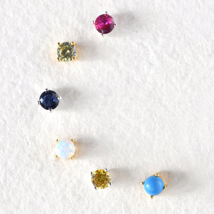 Sterling Silver Sapphire CZ Birthstone 4mm Stud Earrings