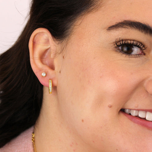 Gold Plated Sterling Silver CZ Birthstone 4mm Stud Earrings