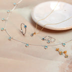 9ct Gold 5mm Round Claw Aquamarine CZ Necklace 16 - 20 Inches