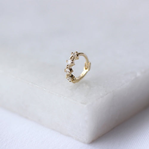 9ct Gold Tiny Claw Set CZ 7mm Helix Hoop 26Ga Piercing