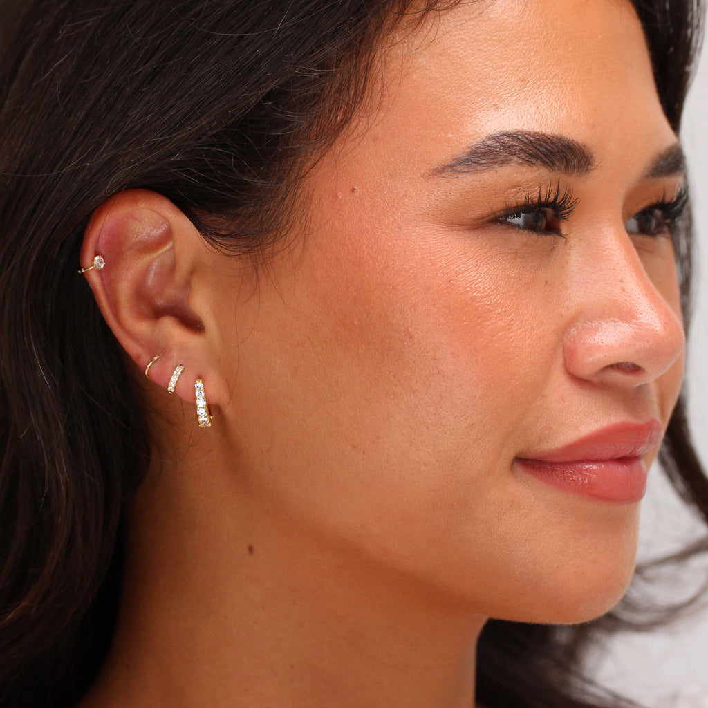 9ct Gold Tiny Pave CZ 8mm Helix Hoop 26Ga Piercing