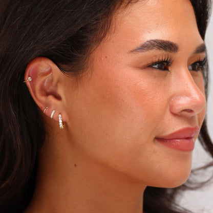 9ct Gold Tiny Pave CZ 8mm Helix Hoop 26Ga Piercing