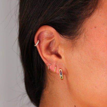 9ct Gold Tiny Pave CZ 8mm Helix Hoop 26Ga Piercing