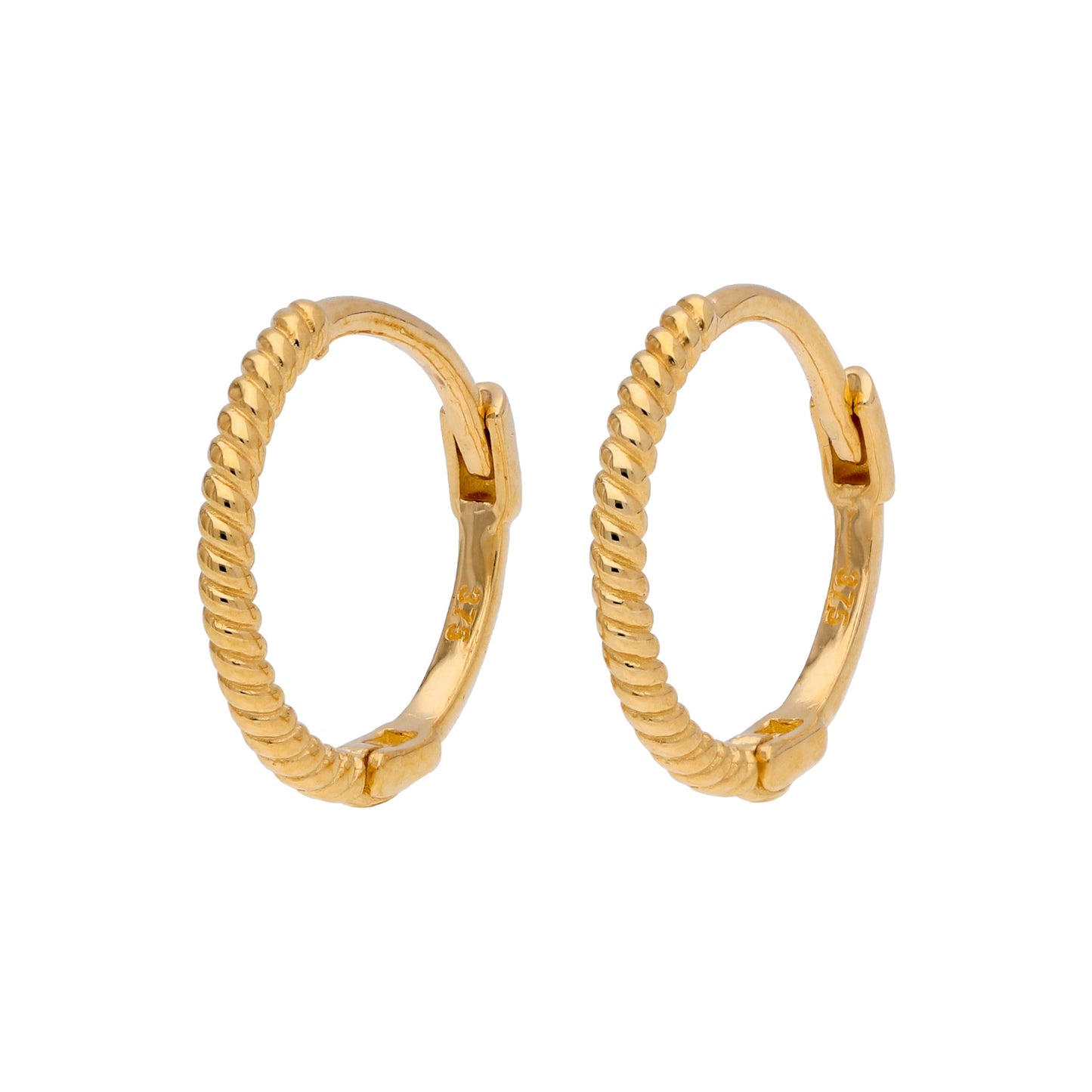 Small 9ct Gold Twist 11mm Huggie Hoop Earrings