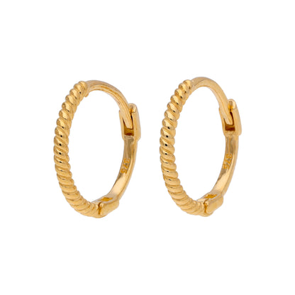 Small 9ct Gold Twist 11mm Huggie Hoop Earrings