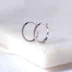 9ct White Gold Twist 11mm Huggie Hoop Earrings