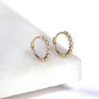 9ct Gold Claw Set CZ 12mm Huggie Hoop Earrings