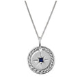 Sterling Silver Sapphire CZ Star Medallion Necklace 14 - 32 Inches