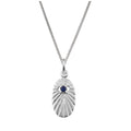 Sterling Silver Sapphire CZ Star Oval Medallion Necklace 14 - 32 Inches