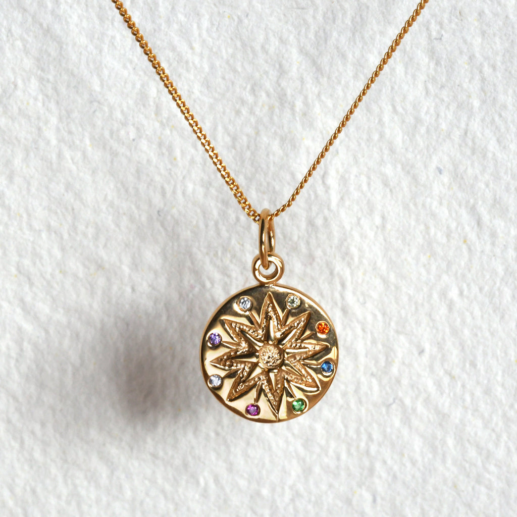 Gold Plated Sterling Silver Multicolour CZ Zodiac Necklace 14-32 Inch