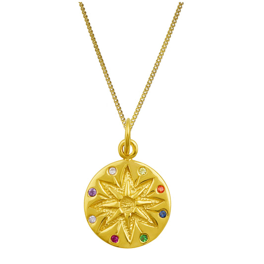 Gold Plated Sterling Silver Multicolour CZ Zodiac Necklace 14-32 Inch