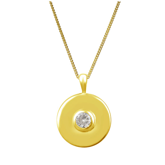 Gold Plated Sterling Silver CZ Medallion Necklace 14 32 Inch