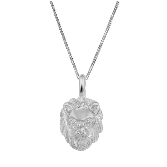 Tiny 3D Sterling Silver Lion Head Necklace 14 - 32 Inches