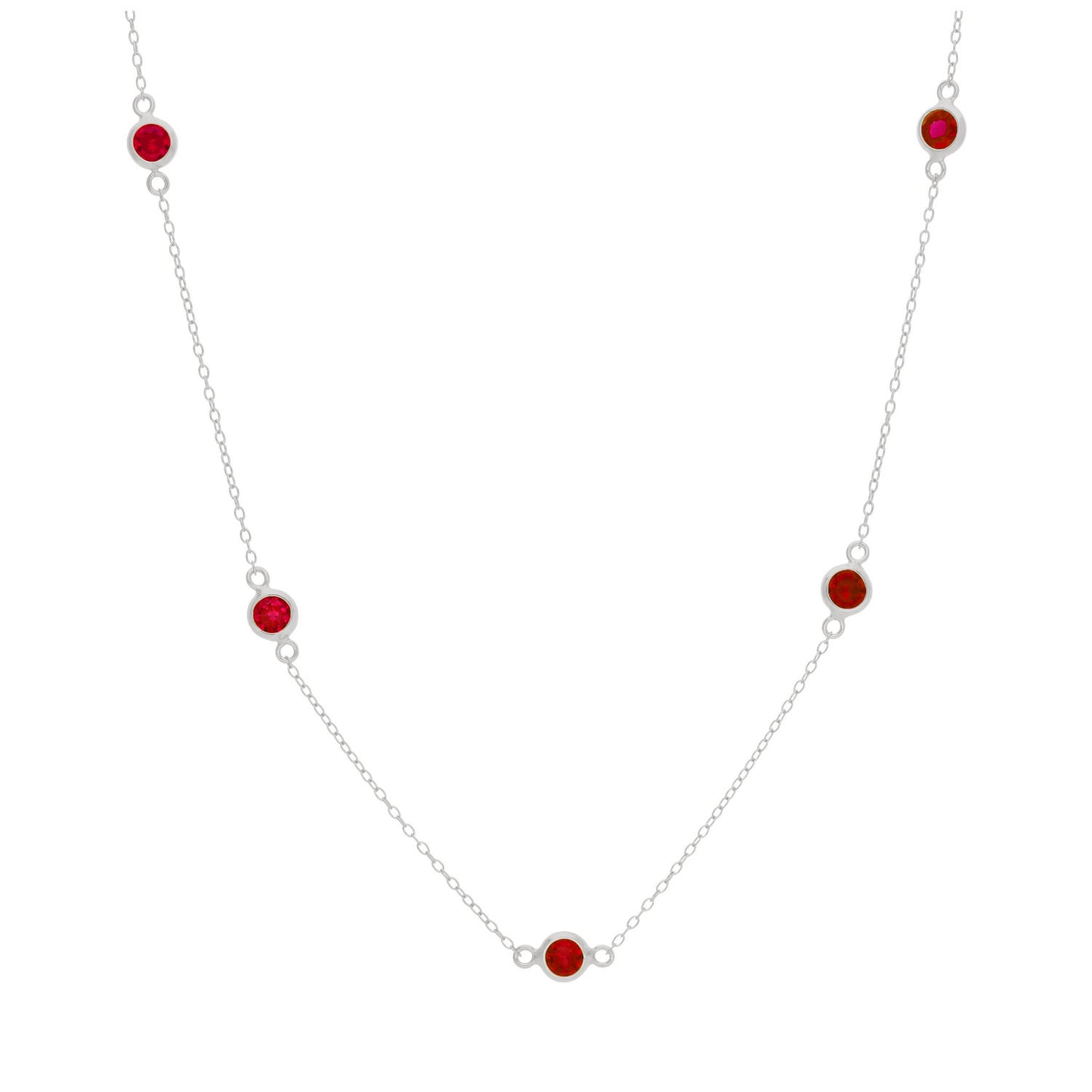 Sterling Silver Multi Garnet CZ January Birthstone Necklace