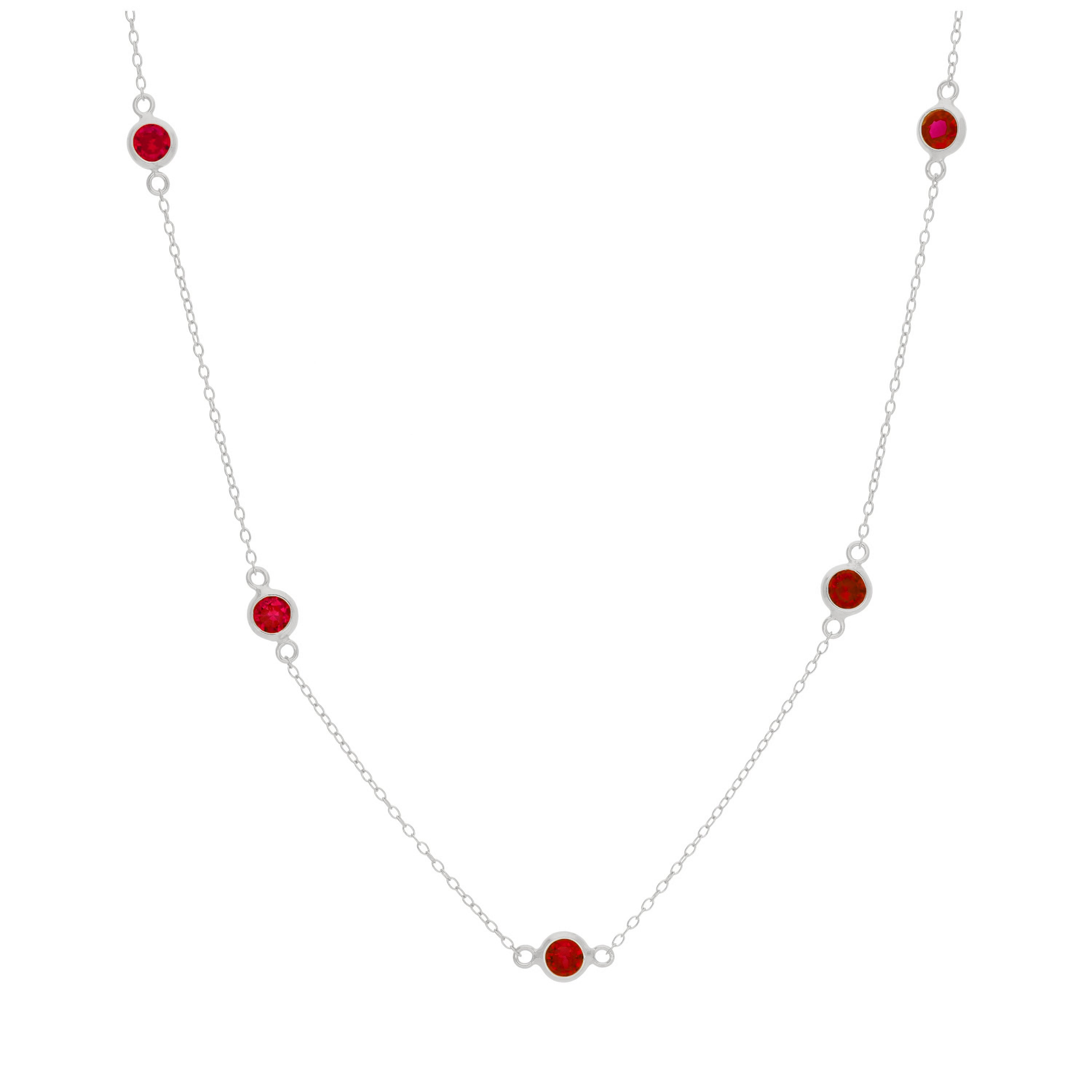 Sterling Silver Multi Garnet CZ January Birthstone Necklace