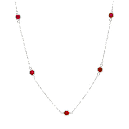 Sterling Silver Multi Garnet CZ January Birthstone Necklace