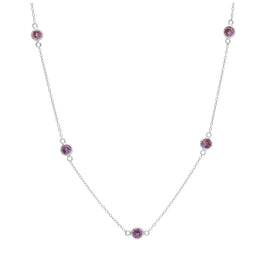 Sterling Silver Amethyst CZ February Birthstone Necklace