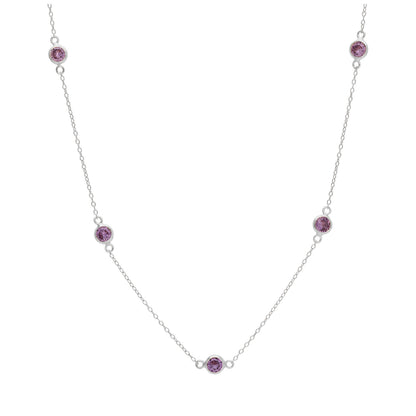 Sterling Silver Amethyst CZ February Birthstone Necklace