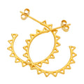 Gold Plated Sterling Silver Spiked Open Hoop Stud Earrings