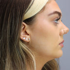 Sterling Silver Triangle Moon Ball Mixed Stud Earrings Set of 3