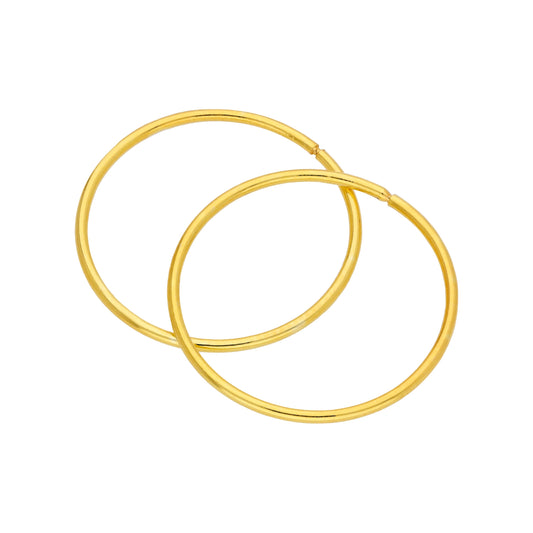 Gold Plated Sterling Silver Lightweight Sleeper 18mm Hoop Earrings