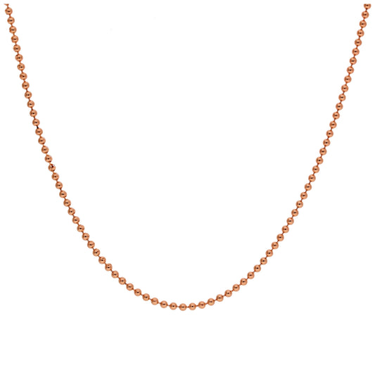 Rose Gold Plated Sterling Silver 1mm Bead Chain 16 Inches