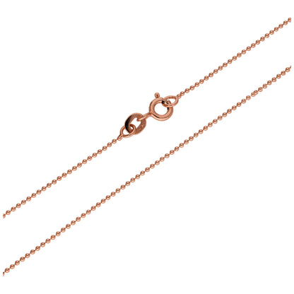 Rose Gold Plated Sterling Silver 1mm Bead Chain 20 Inches