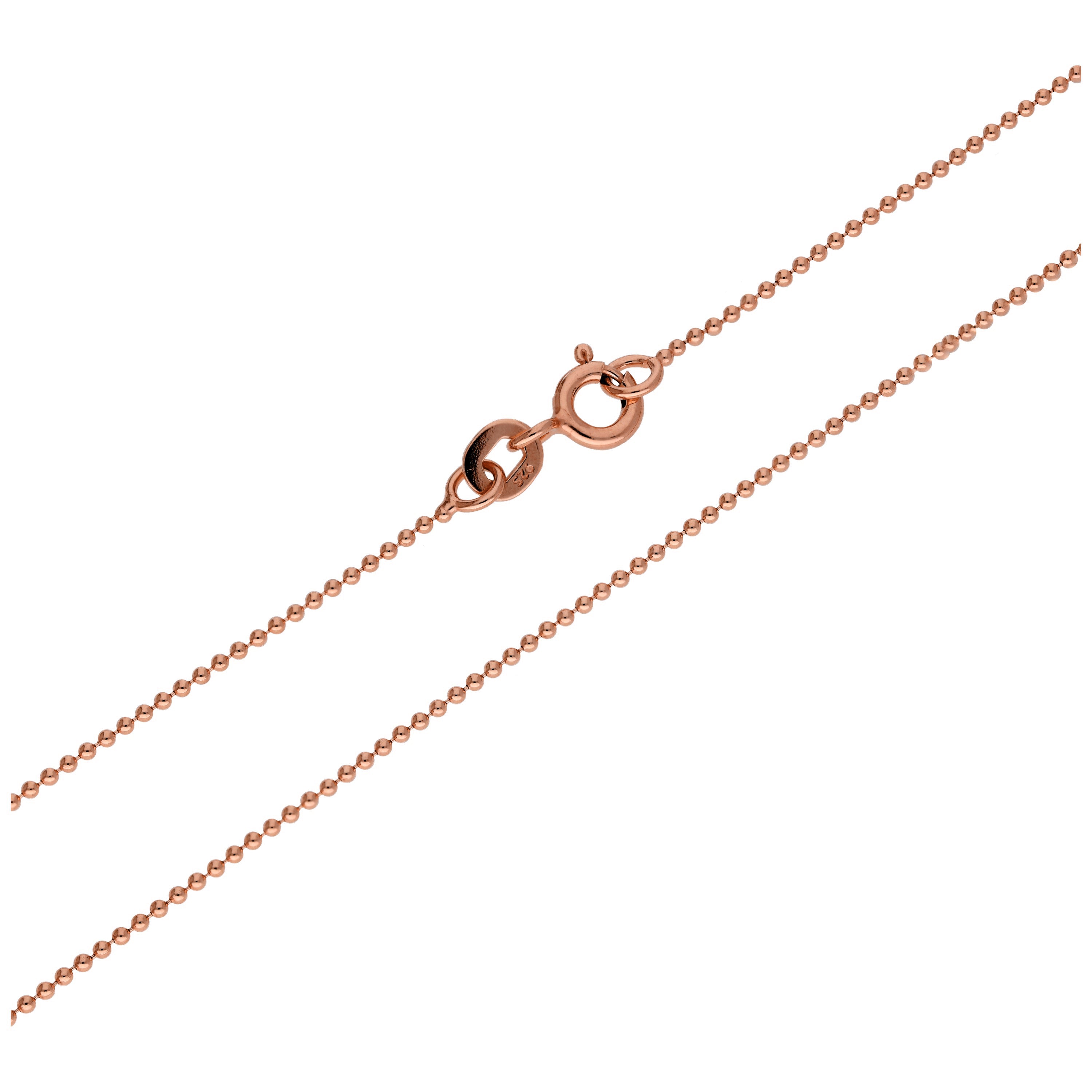 Rose Gold Plated Sterling Silver 1mm Bead Chain 20 Inches