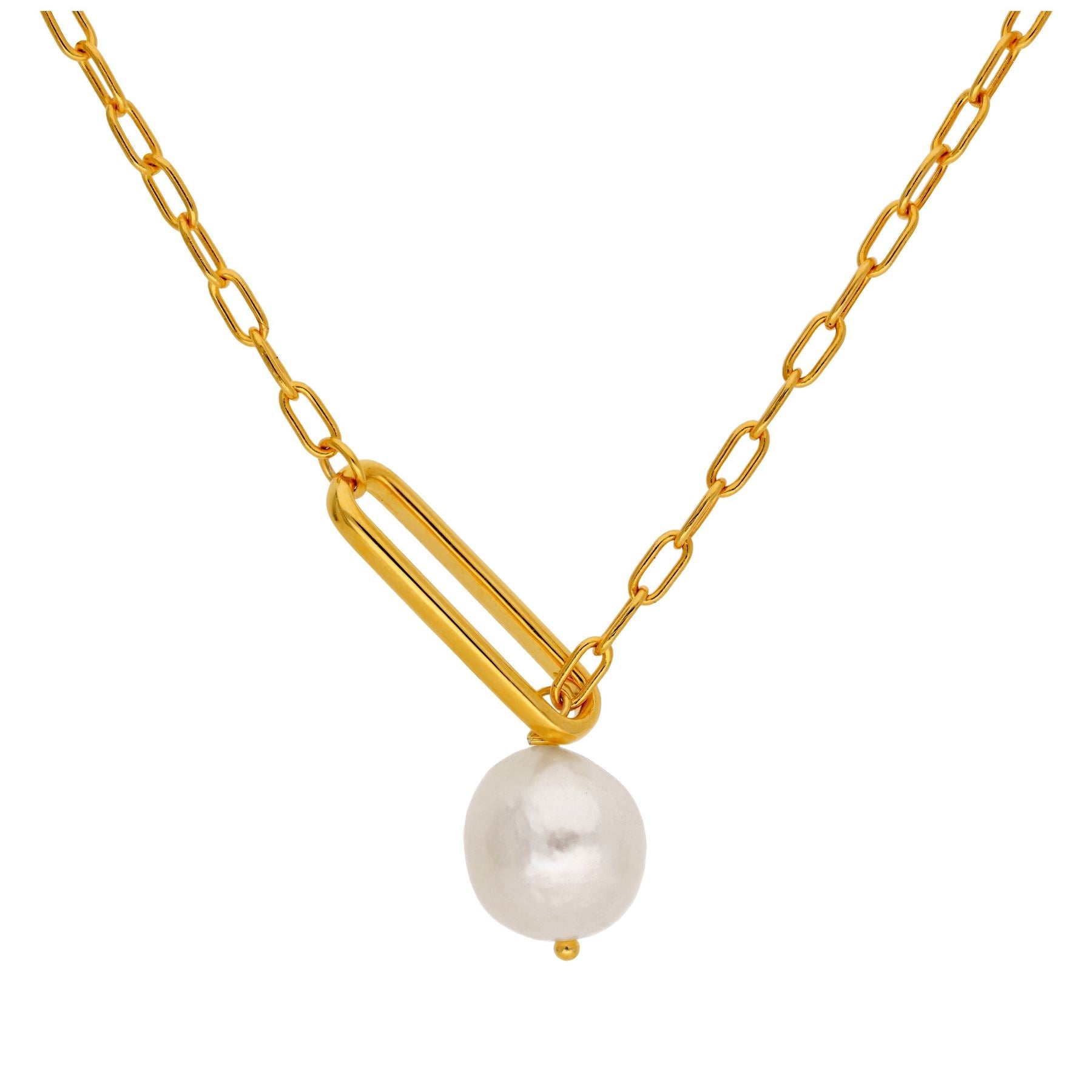 Gold Plated Sterling Silver Freshwater Pearl Drop Necklace
