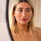 Sterling Silver Freshwater Pearl Drop Chain CZ Stud Earrings