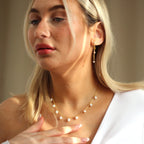 Gold Plated Sterling Silver Pearl Drop CZ Stud Earrings