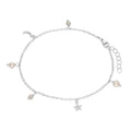 Sterling Silver Freshwater Pearl Charm CZ Star Moon Bracelet