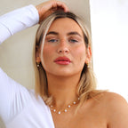 Gold Plated Sterling Silver Pearl Beaded Hoop Stud Earrings