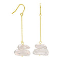 Gold Plated Sterling Silver Double Pearl Drop Dangle Earrings