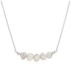 Sterling Silver 5 Freshwater Baroque Pearls Necklace 20+2 Inches