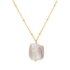 Gold Plated Sterling Silver Freshwater Baroque Pearl Necklace 18 Inch