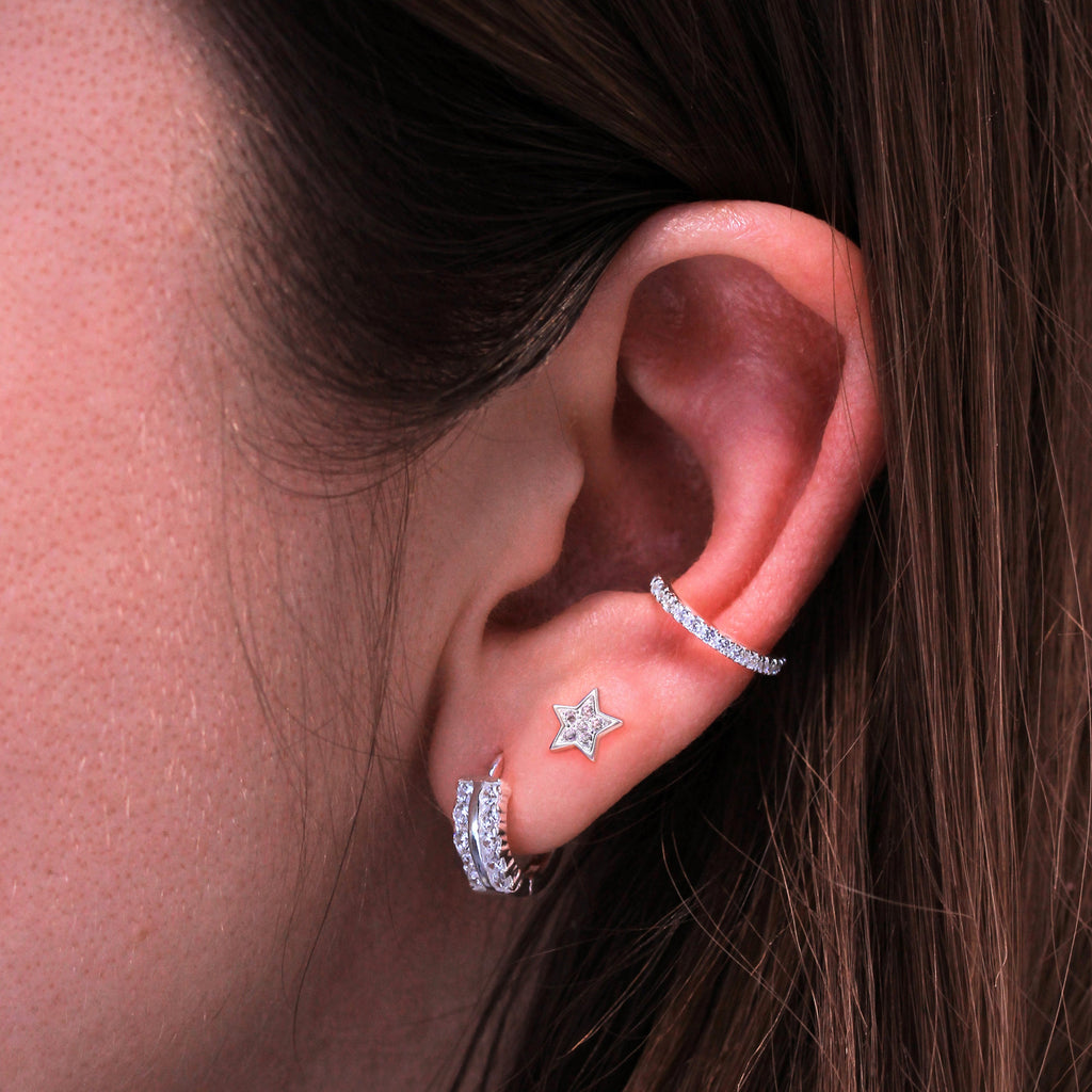 Sterling Silver Pave Encrusted CZ Ear Cuff