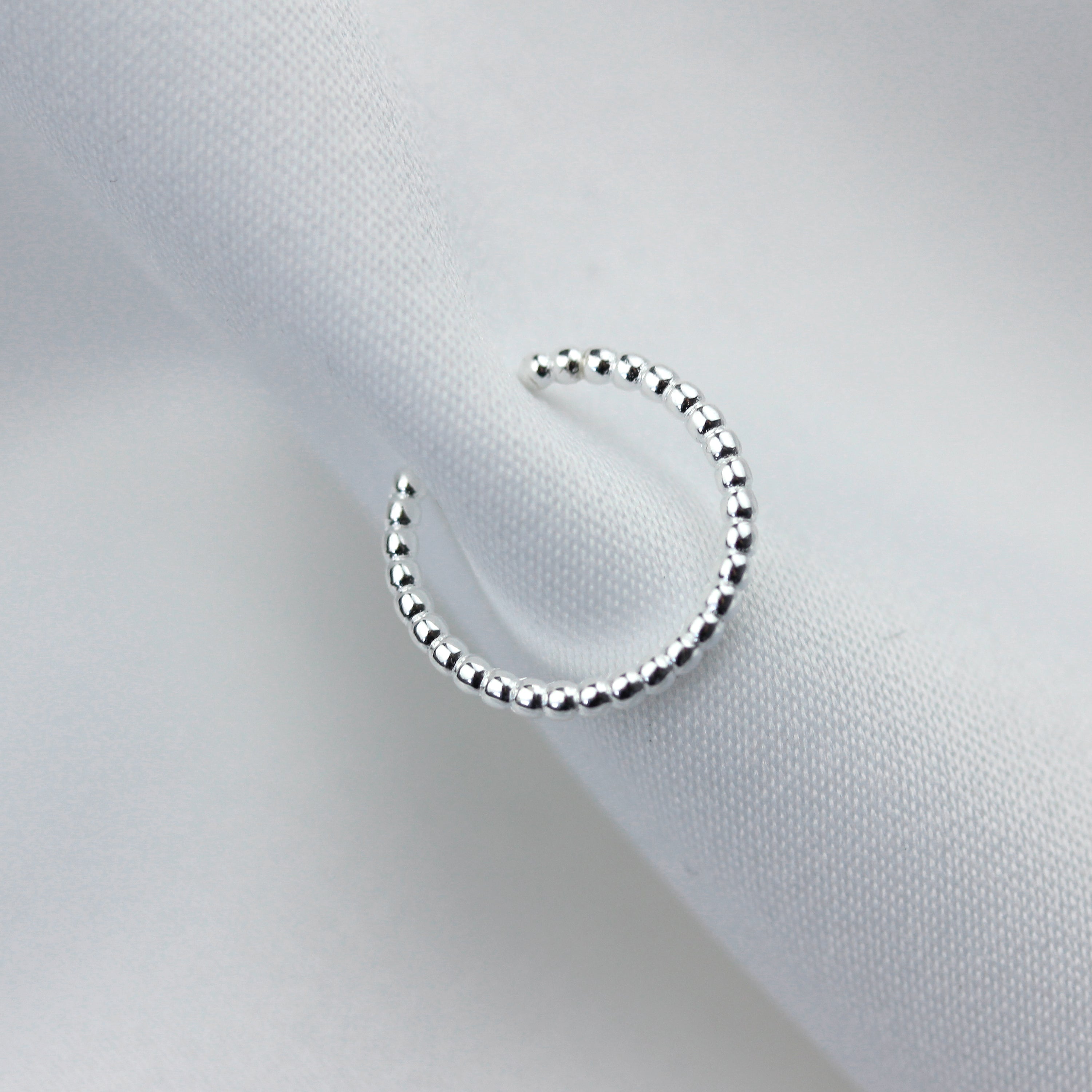 Sterling Silver Beaded Bobble Ear Cuff