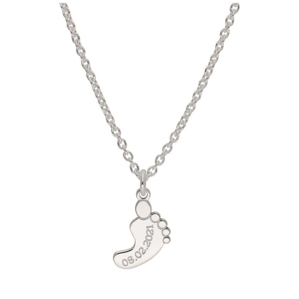 Bespoke Sterling Silver Baby Foot Name Necklace 16 - 24 Inches
