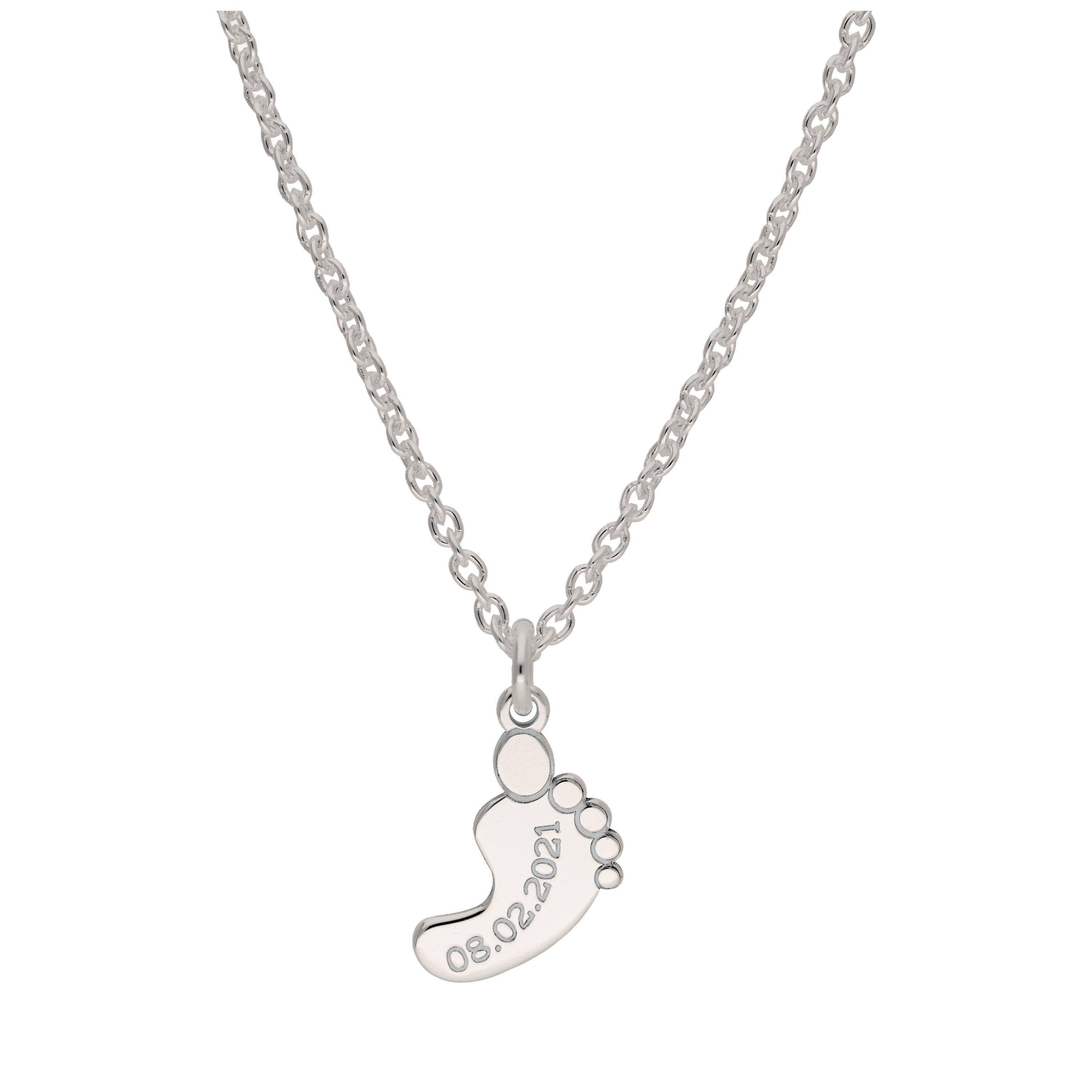 Bespoke Sterling Silver Baby Foot Name Necklace 16 - 24 Inches