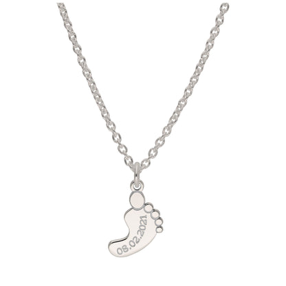 Bespoke Sterling Silver Baby Foot Name Necklace 16 - 24 Inches
